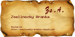 Zselinszky Aranka névjegykártya