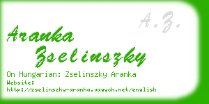 aranka zselinszky business card